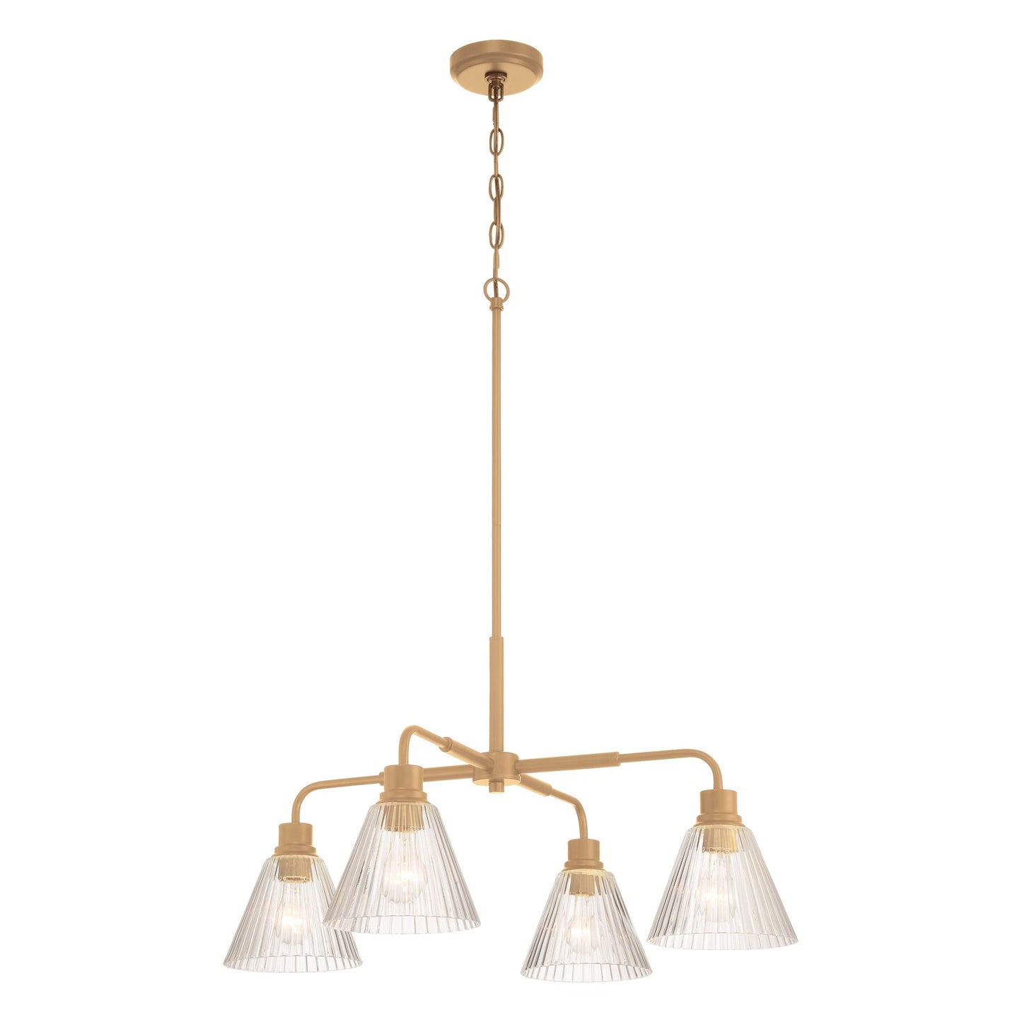 Craftmade Pleated 4 Light Chandelier, Premium Bronze/Clear Pleated