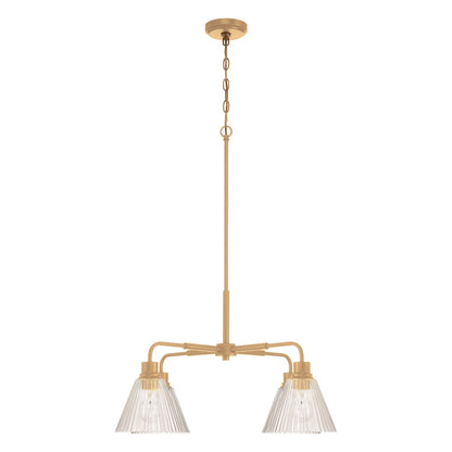 Craftmade Pleated 4 Light Chandelier, Premium Bronze/Clear Pleated