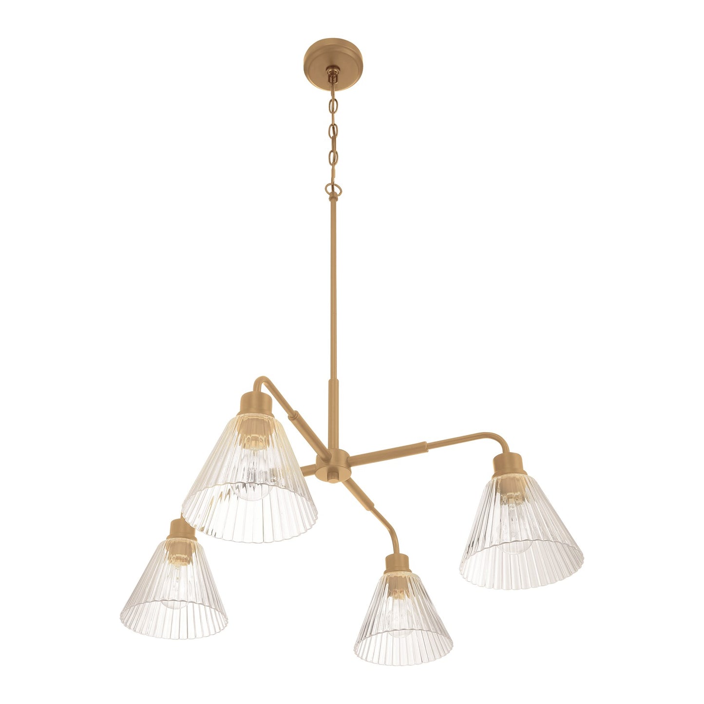 Craftmade Pleated 4 Light Chandelier, Premium Bronze/Clear Pleated