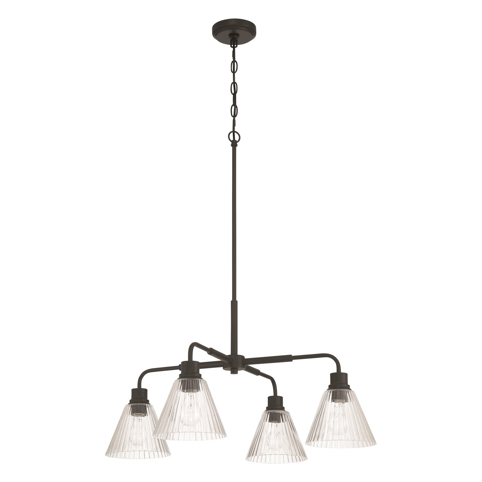 Craftmade Pleated 4 Light Chandelier, Flat Black/Clear Pleated - 61124-FB