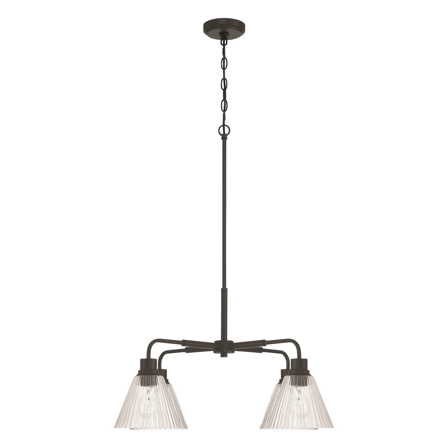 Craftmade Pleated 4 Light Chandelier, Flat Black/Clear Pleated