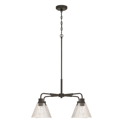 Craftmade Pleated 4 Light Chandelier, Flat Black/Clear Pleated