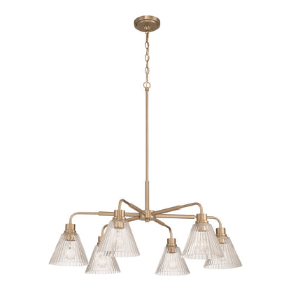 Craftmade Pleated 6 Light Chandelier, Premium Bronze/Clear Pleated - 61126-CPZ