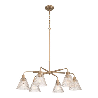 Craftmade Pleated 6 Light Chandelier, Premium Bronze/Clear Pleated