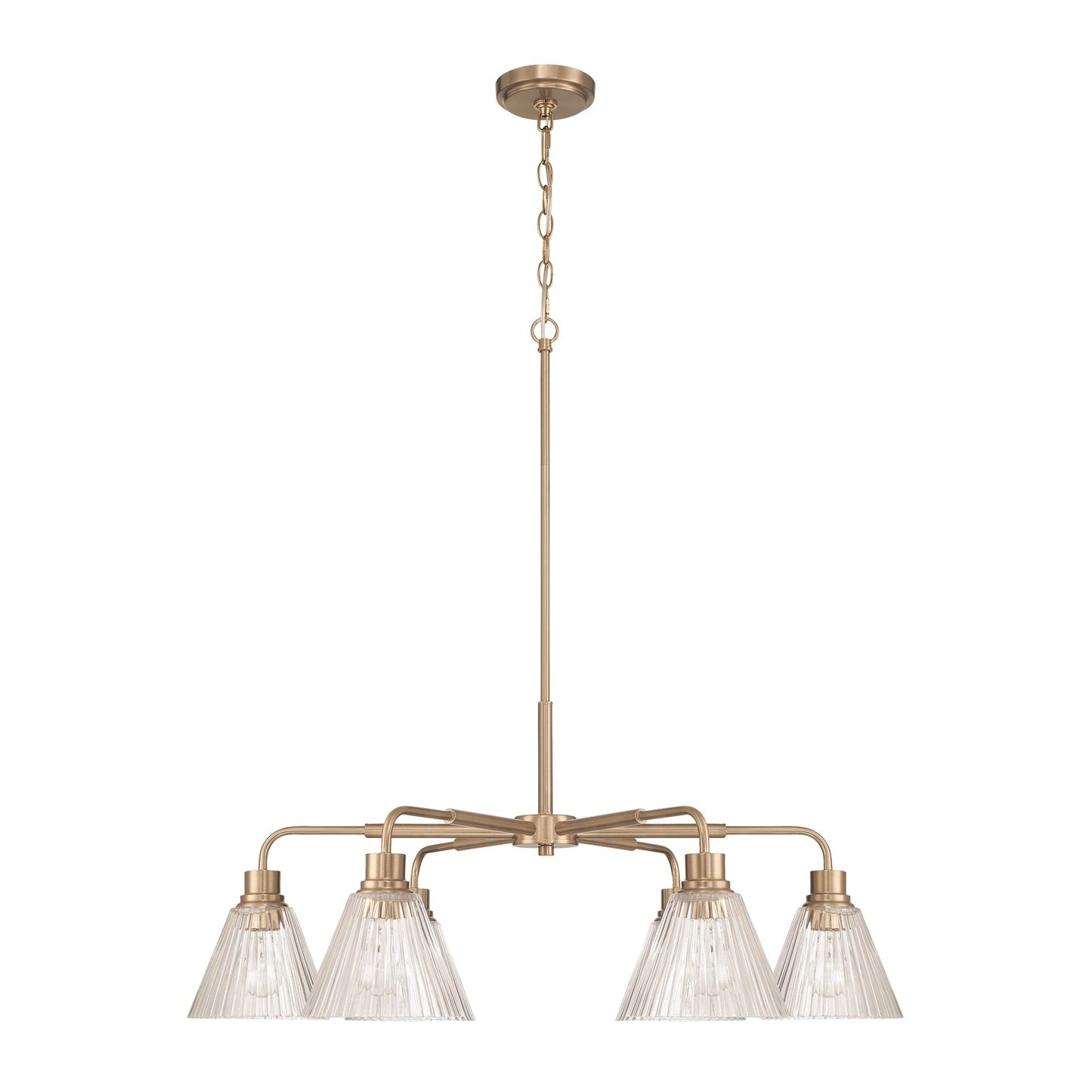 Craftmade Pleated 6 Light Chandelier, Premium Bronze/Clear Pleated