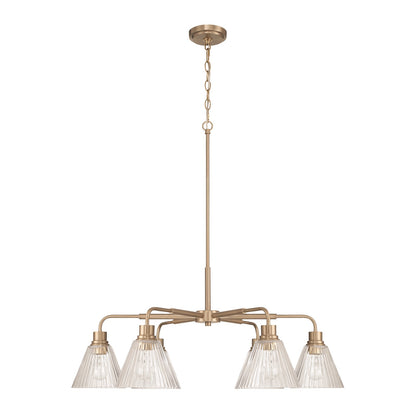 Craftmade Pleated 6 Light Chandelier, Premium Bronze/Clear Pleated