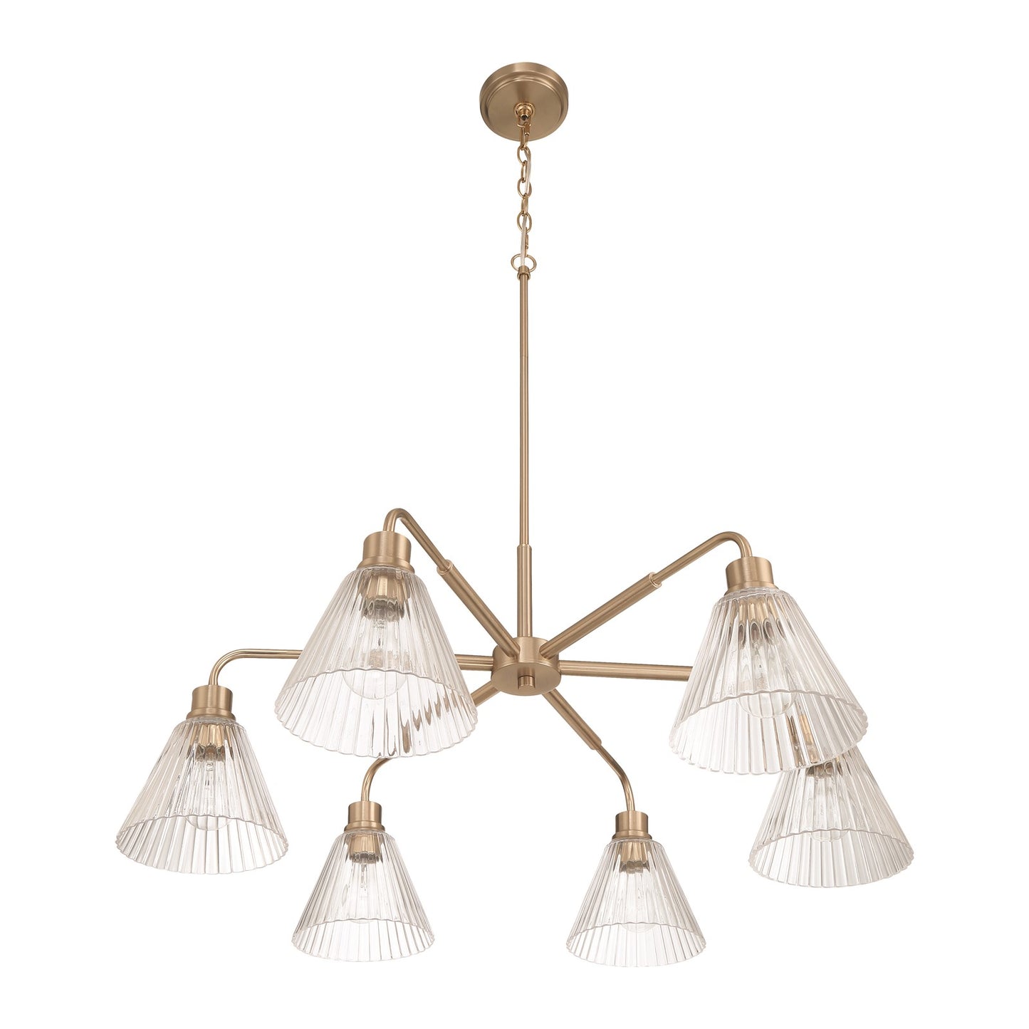 Craftmade Pleated 6 Light Chandelier, Premium Bronze/Clear Pleated