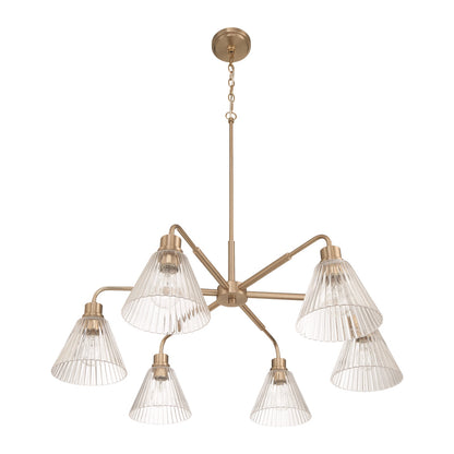 Craftmade Pleated 6 Light Chandelier, Premium Bronze/Clear Pleated