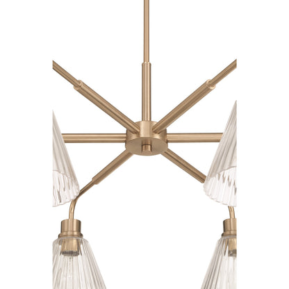 Craftmade Pleated 6 Light Chandelier, Premium Bronze/Clear Pleated