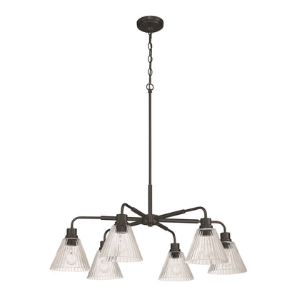Craftmade Pleated 6 Light Chandelier, Flat Black/Clear Pleated - 61126-FB