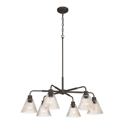 Craftmade Pleated 6 Light Chandelier, Flat Black/Clear Pleated