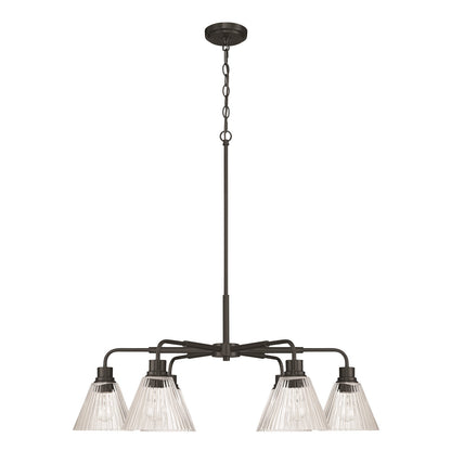 Craftmade Pleated 6 Light Chandelier, Flat Black/Clear Pleated