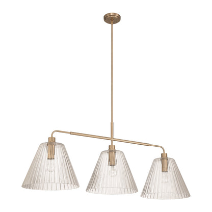 Craftmade Pleated 3 Light Island, Premium Bronze/Clear Pleated - 61173-CPZ