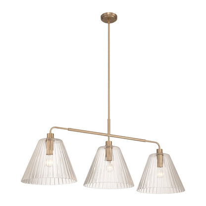 Craftmade Pleated 3 Light Island, Premium Bronze/Clear Pleated