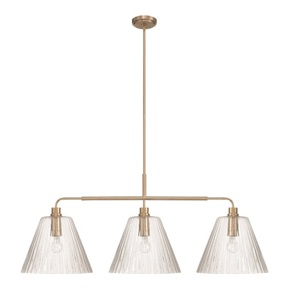 Craftmade Pleated 3 Light Island, Premium Bronze/Clear Pleated