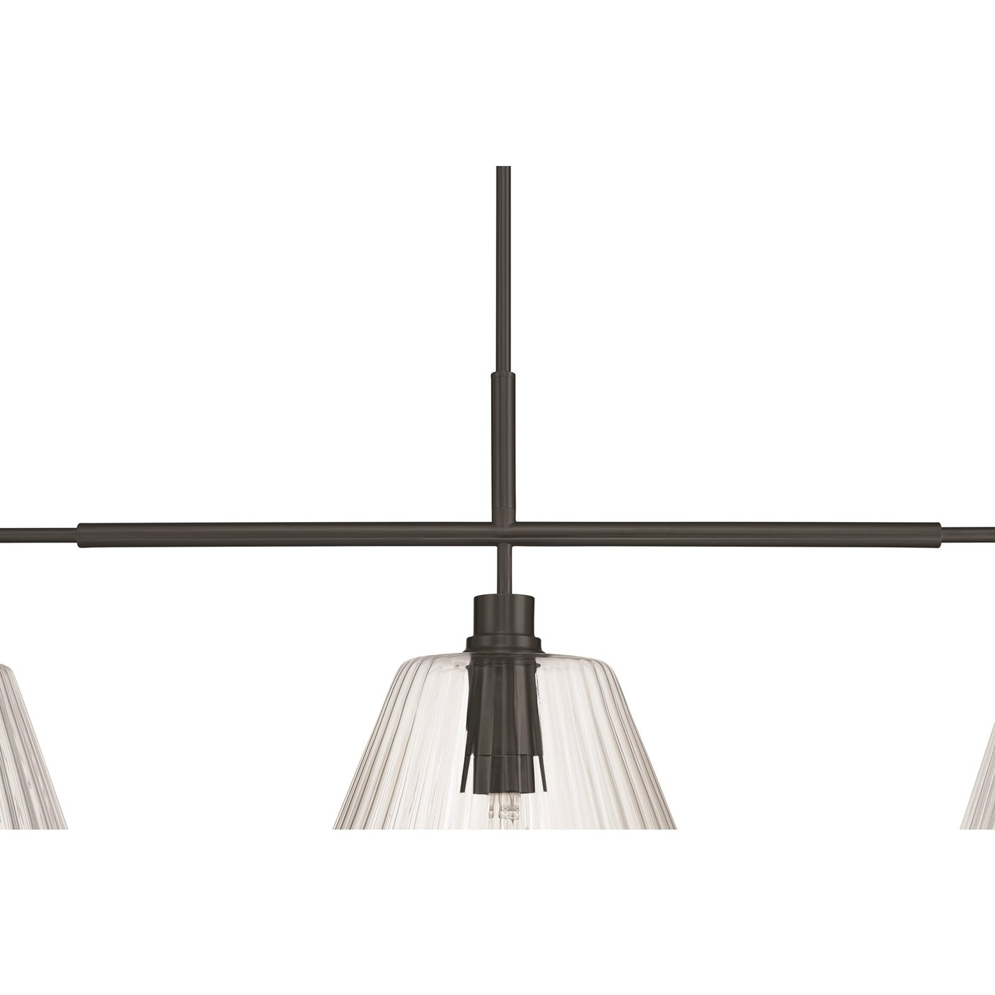 Craftmade Pleated 3 Light Island, Flat Black/Clear Pleated