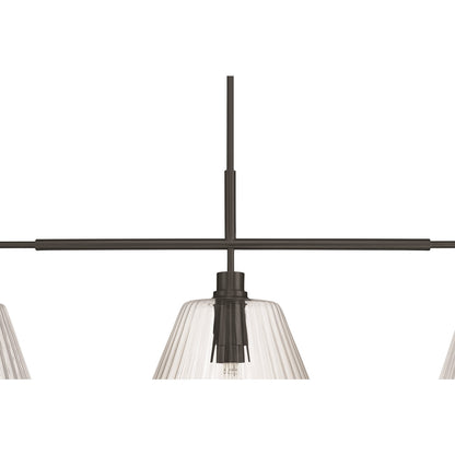 Craftmade Pleated 3 Light Island, Flat Black/Clear Pleated