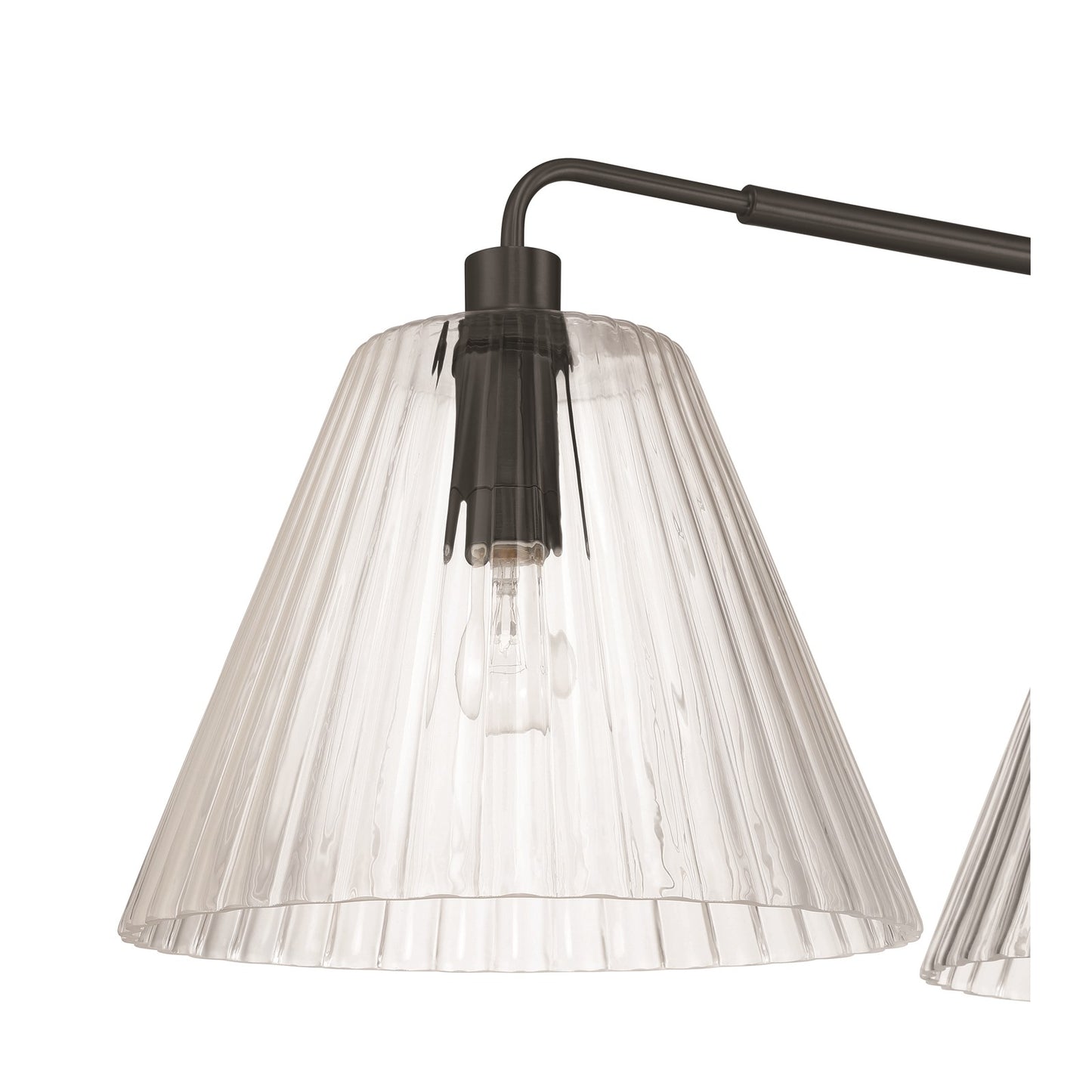 Craftmade Pleated 3 Light Island, Flat Black/Clear Pleated