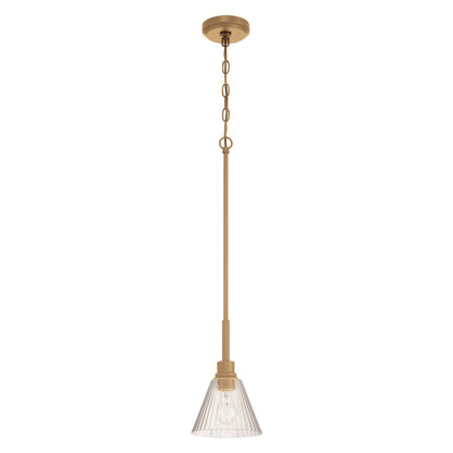 Craftmade Pleated 1 Light Mini Pendant, Premium Bronze/Clear Pleated - 61191-CPZ