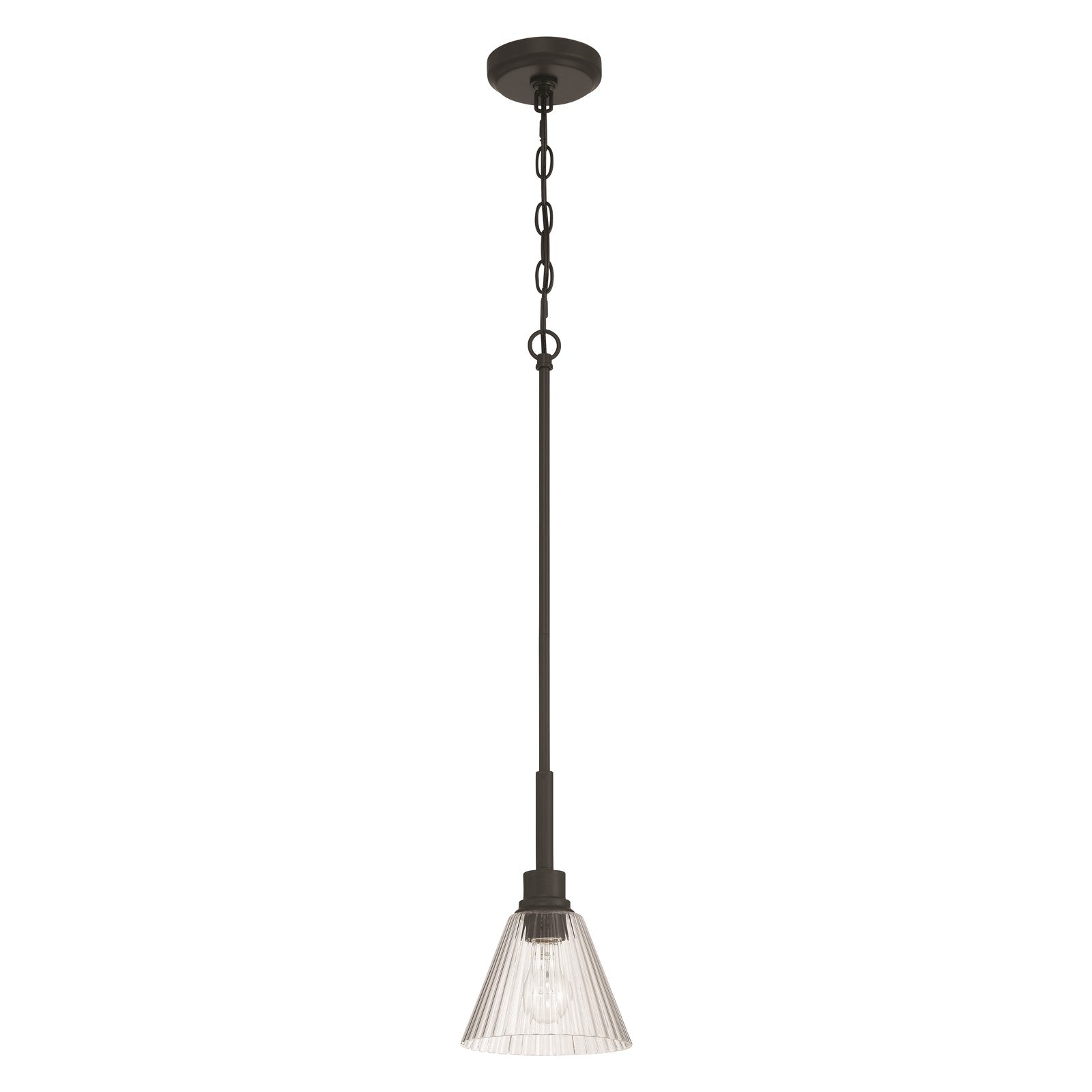 Craftmade Pleated 1 Light Mini Pendant, Flat Black/Clear Pleated - 61191-FB