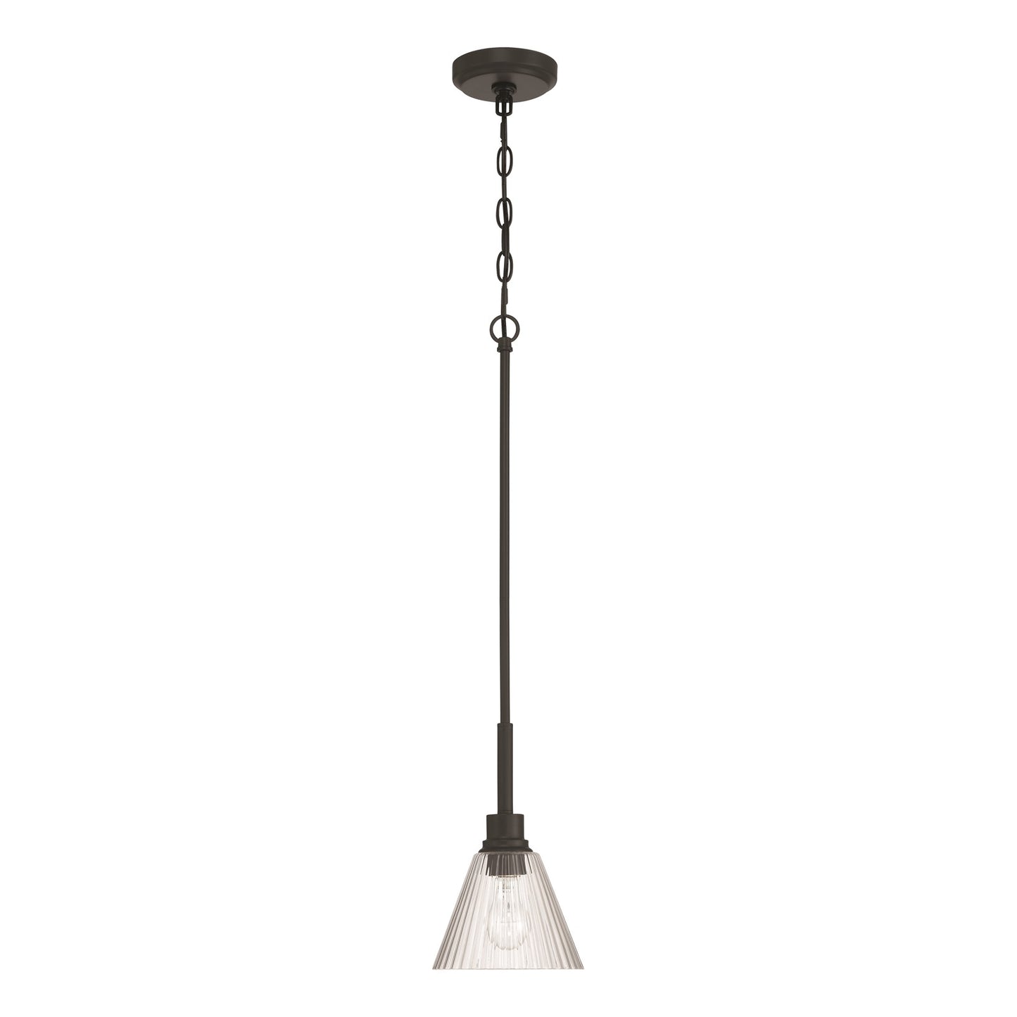 Craftmade Pleated 1 Light Mini Pendant, Flat Black/Clear Pleated