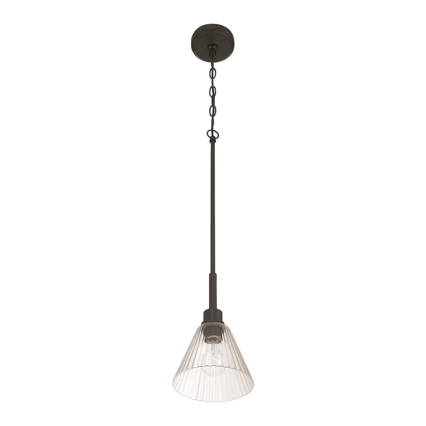 Craftmade Pleated 1 Light Mini Pendant, Flat Black/Clear Pleated