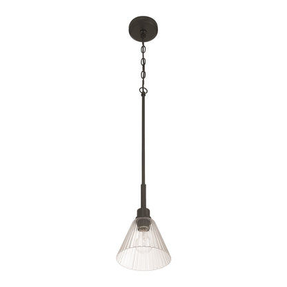 Craftmade Pleated 1 Light Mini Pendant, Flat Black/Clear Pleated