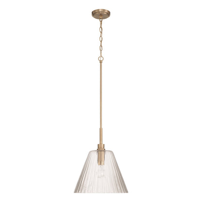 Craftmade Pleated 1 Light Pendant, Premium Bronze/Clear Pleated