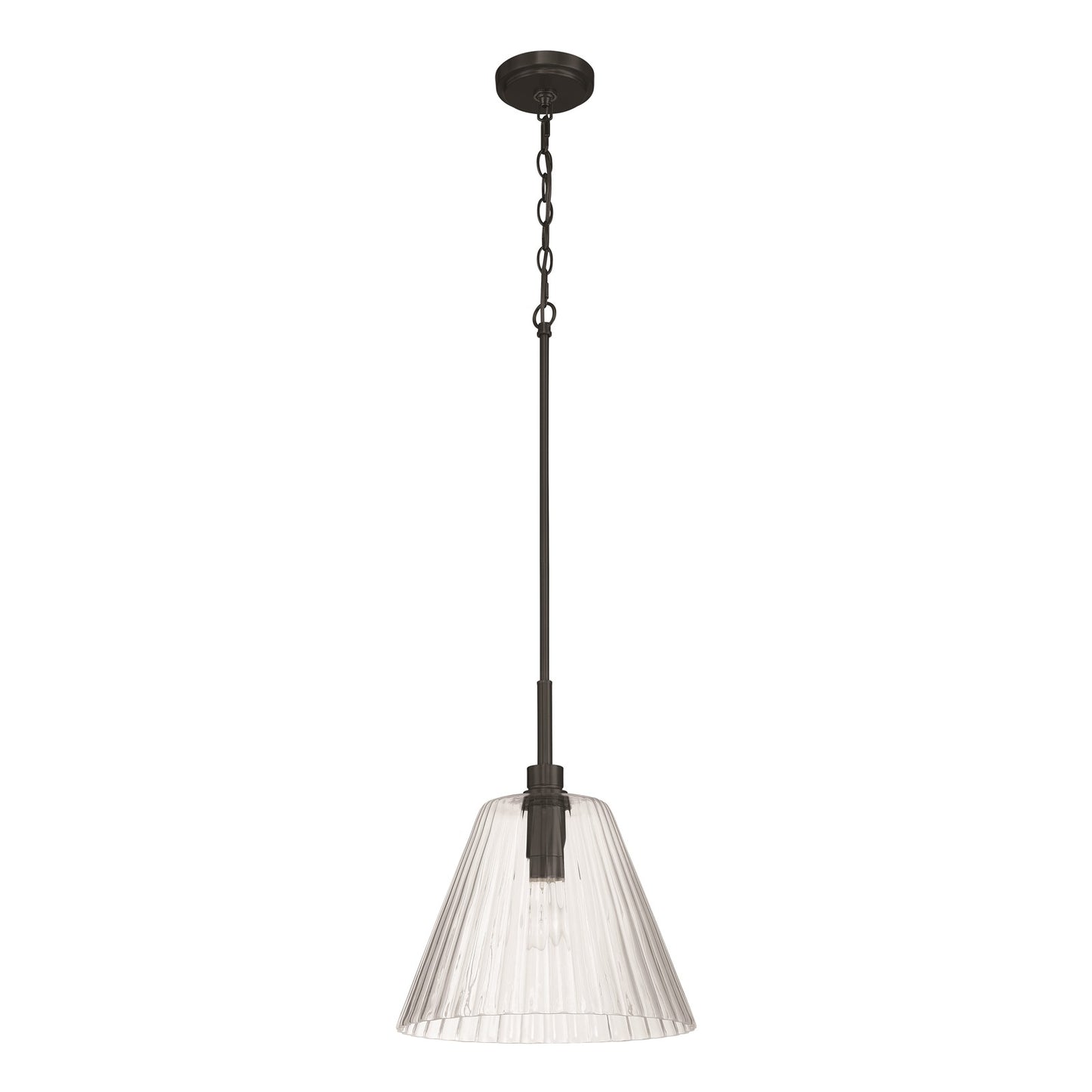 Craftmade Pleated 1 Light Pendant, Flat Black/Clear Pleated - 61192-FB