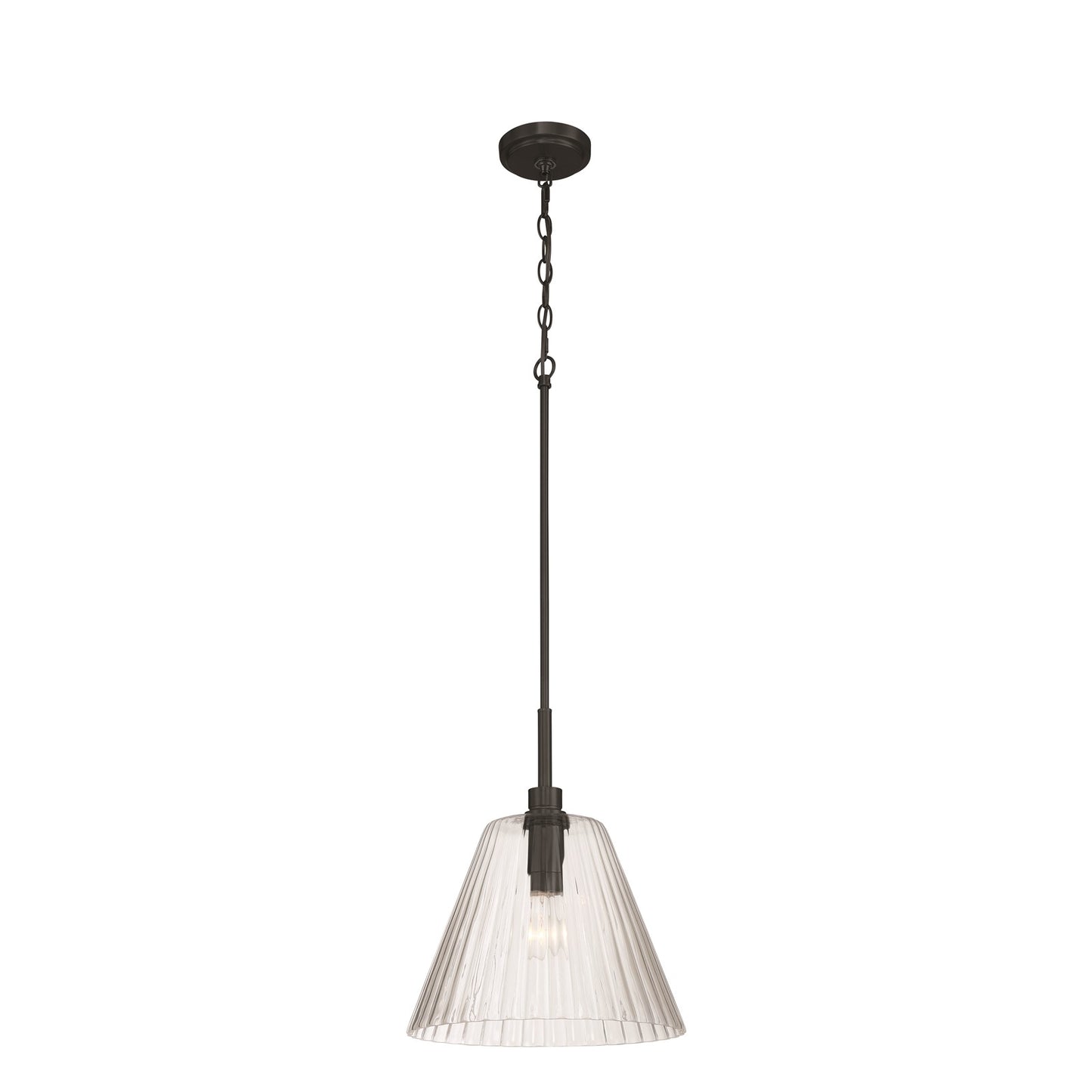 Craftmade Pleated 1 Light Pendant, Flat Black/Clear Pleated
