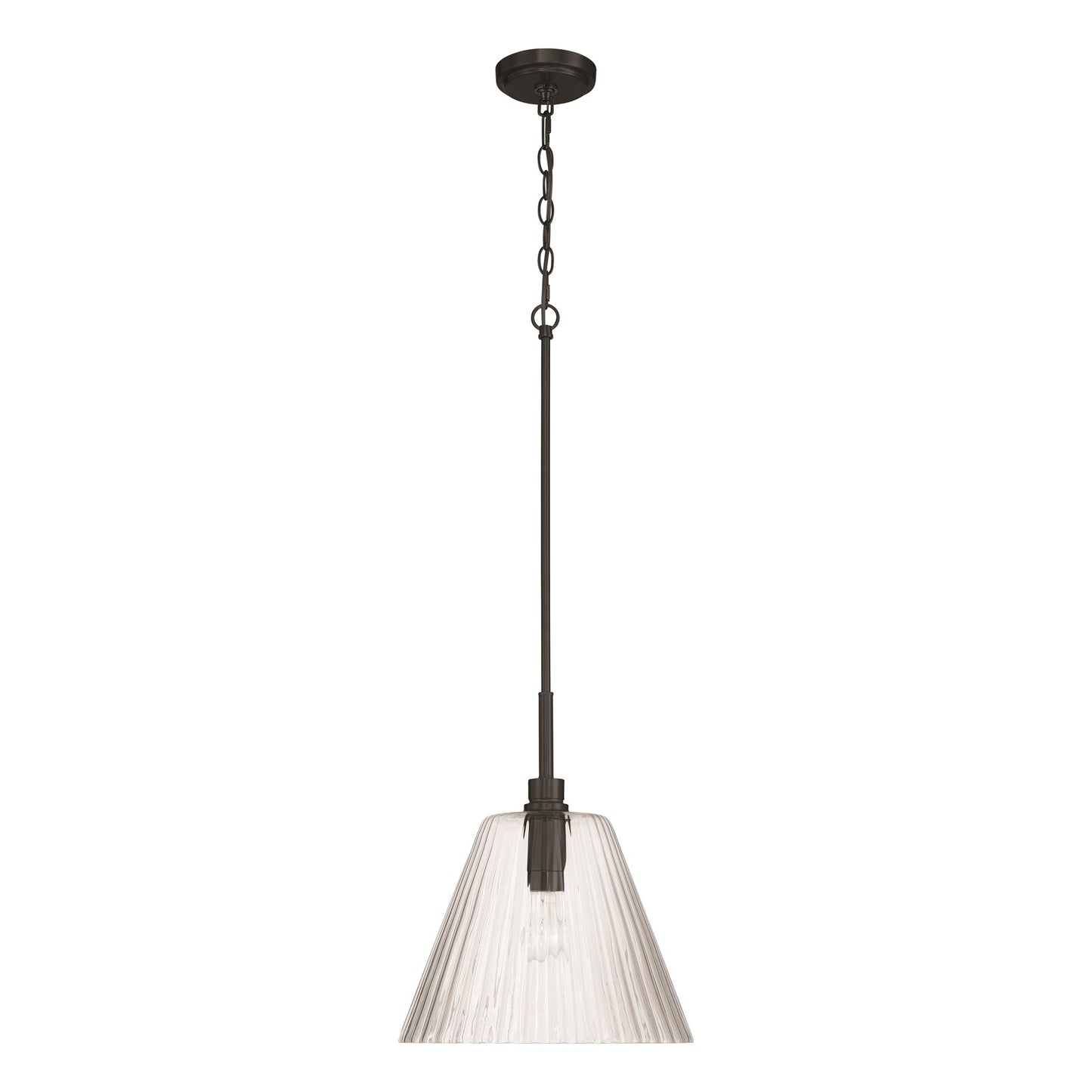 Craftmade Pleated 1 Light Pendant, Flat Black/Clear Pleated