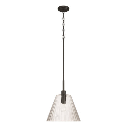 Craftmade Pleated 1 Light Pendant, Flat Black/Clear Pleated