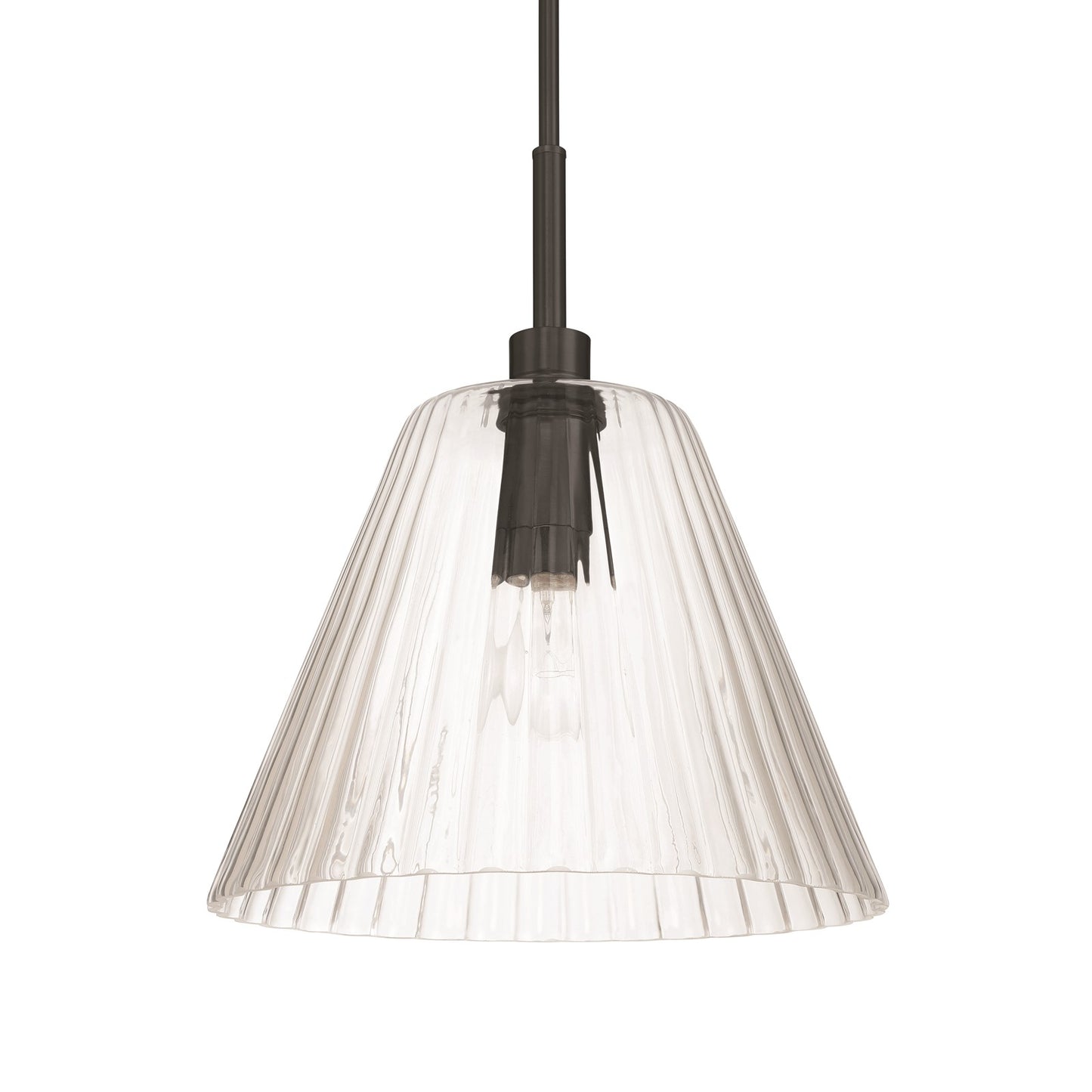 Craftmade Pleated 1 Light Pendant, Flat Black/Clear Pleated
