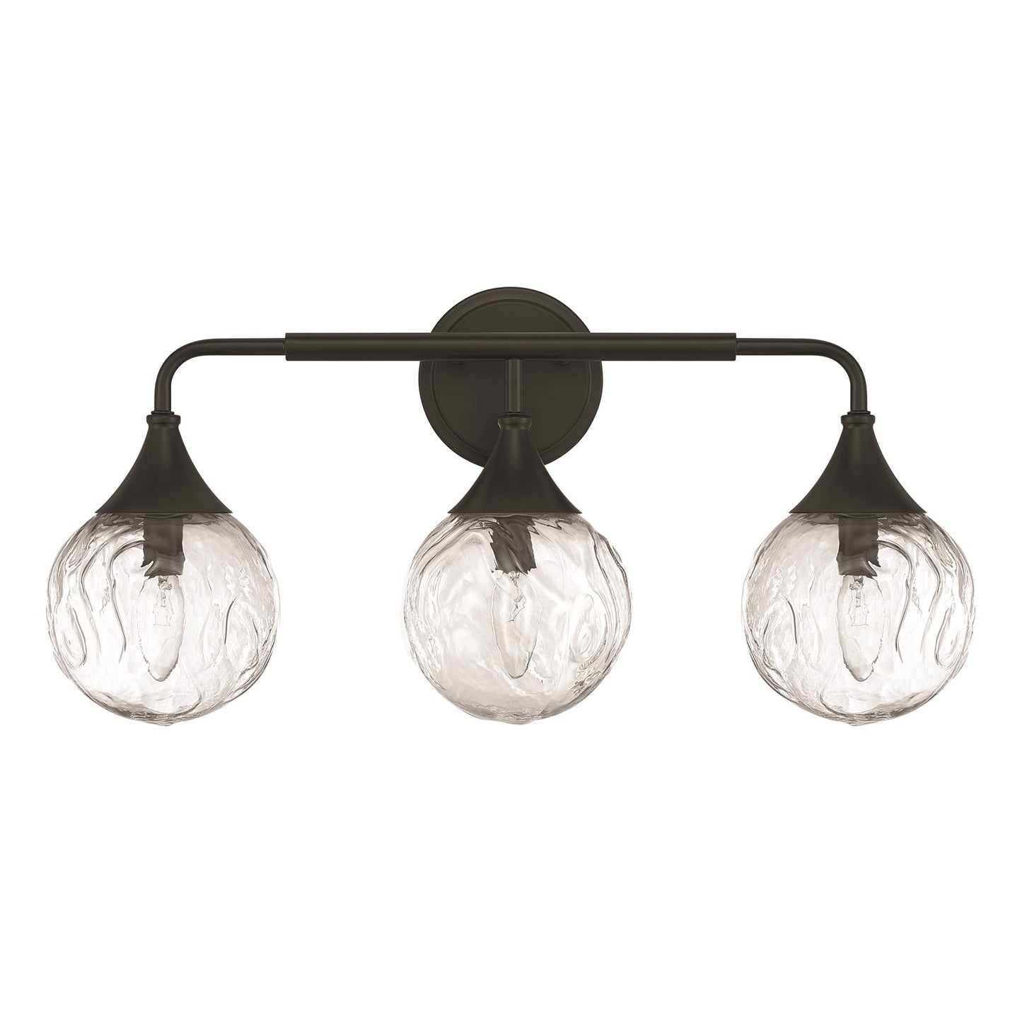 Craftmade Reflection 3 Light Vanity, Flat Black/Clear Textured - 61203-FB