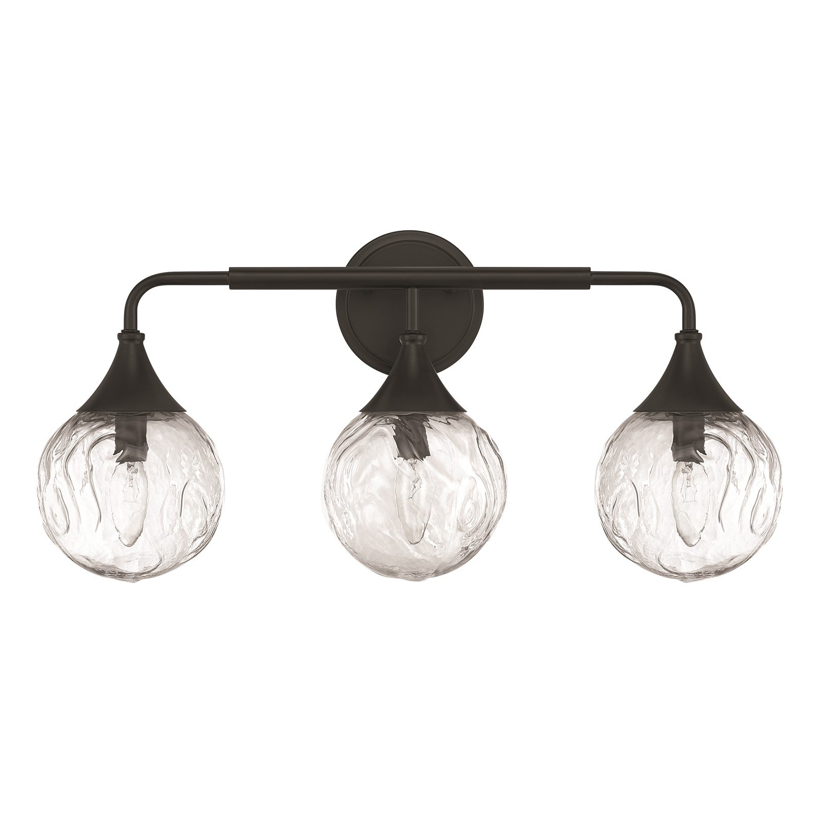 Craftmade Reflection 3 Light Vanity, Flat Black/Clear Textured - 61203-FB