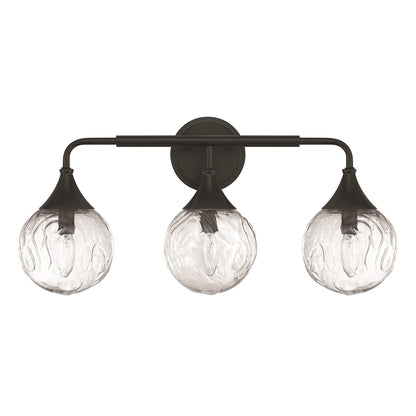 Craftmade Reflection 3 Light Vanity, Flat Black/Clear Textured - 61203-FB