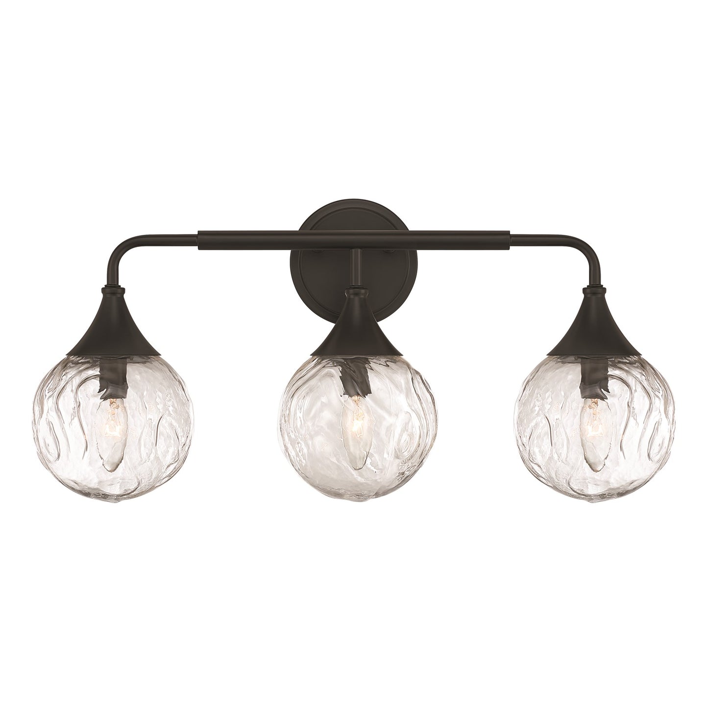 Craftmade Reflection 3 Light Vanity, Flat Black/Clear Textured