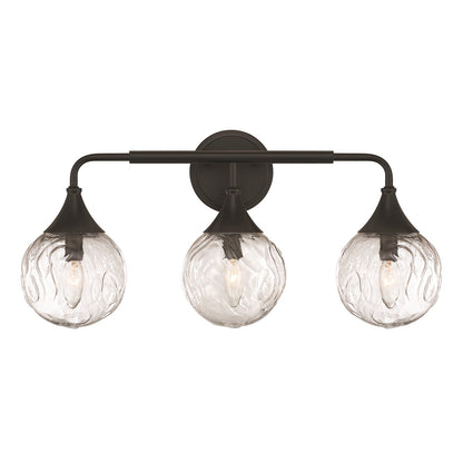 Craftmade Reflection 3 Light Vanity, Flat Black/Clear Textured