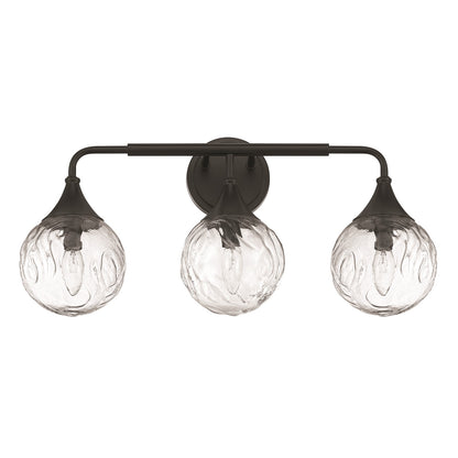 Craftmade Reflection 3 Light Vanity, Flat Black/Clear Textured