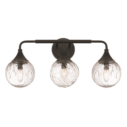 Craftmade Reflection 3 Light Vanity, Flat Black/Clear Textured
