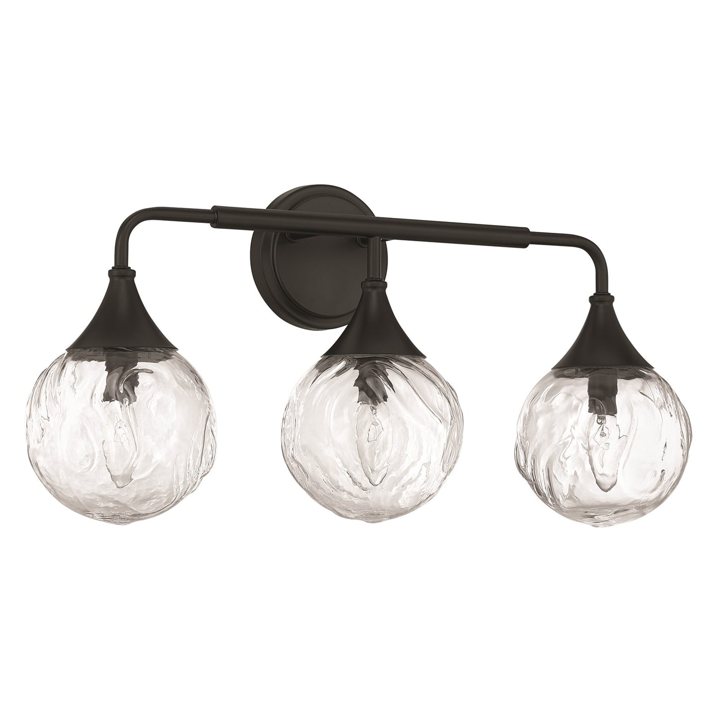 Craftmade Reflection 3 Light Vanity, Flat Black/Clear Textured