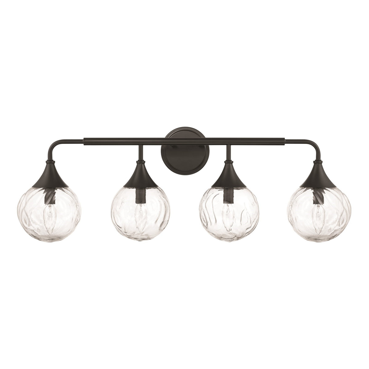 Craftmade Reflection 32in 4-Light Vanity | Modern Flat Black and Glass | Bathroom & Powder Room | 32 x 11 in | Model 61204-FB