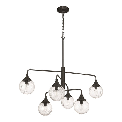 Craftmade Reflection 6 Light Chandelier, Flat Black/Clear Textured - 61226-FB