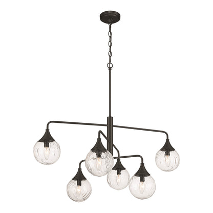 Craftmade Reflection 6 Light Chandelier, Flat Black/Clear Textured