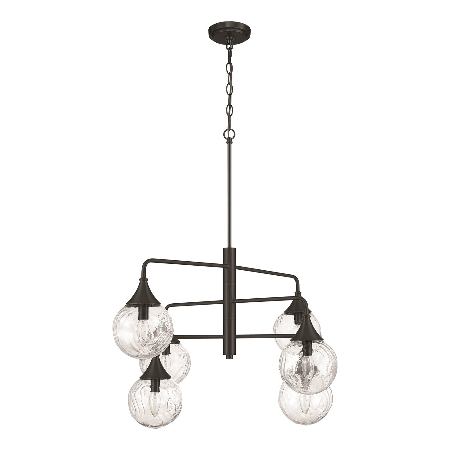 Craftmade Reflection 6 Light Chandelier, Flat Black/Clear Textured