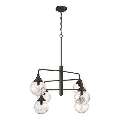 Craftmade Reflection 6 Light Chandelier, Flat Black/Clear Textured