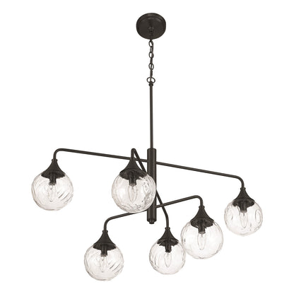 Craftmade Reflection 6 Light Chandelier, Flat Black/Clear Textured