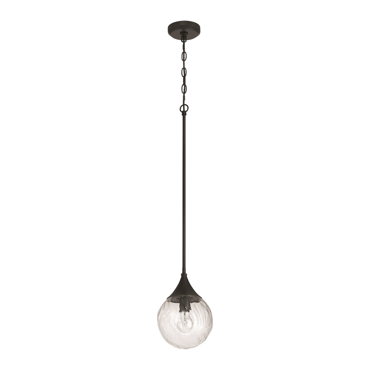 Craftmade Reflection 1 Light Mini Pendant, Flat Black/Clear Textured - 61291-FB