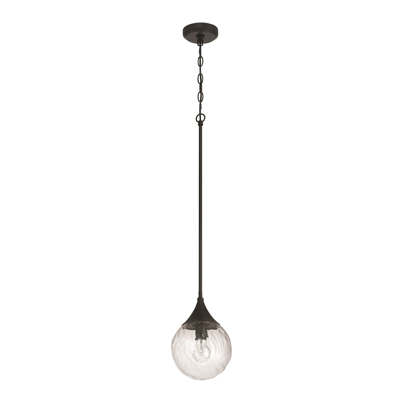 Craftmade Reflection 1 Light Mini Pendant, Flat Black/Clear Textured - 61291-FB