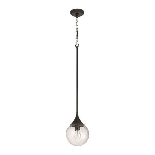 Craftmade Reflection 1 Light Mini Pendant, Flat Black/Clear Textured - 61291-FB